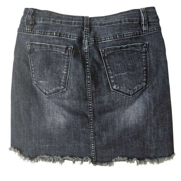 WISHLIST Denim JeanMini Skirt Frayed JR sz Large or Womens SMALL / MEDIUM - Picture 2 of 8